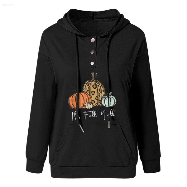 women's 2022 loose casual halloween hooded drawstring pocket button sweaterjseu, Black
women's 2022 loose casual halloween hooded drawstring pocket button sweaterjseu, Black