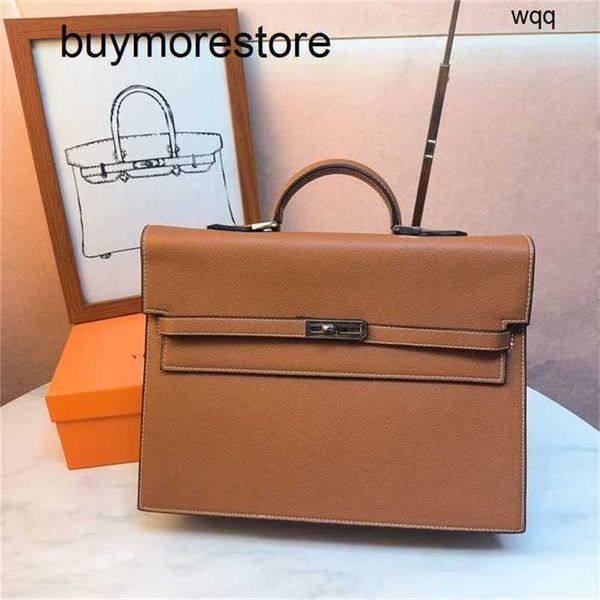Image of Designer Kelyss Briefcase Handbag pure Handswen Genuine Leather 5a Heyi for and women Handheld business Casual handle a4 paper file
