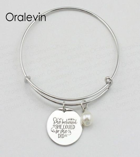 she believed she could so she did inspirational hand stamped engraved custom pendant bracelet bangle handmade jewelry10pcslot 5409160, Golden;silver
she believed she could so she did inspirational hand stamped engraved custom pendant bracelet bangle handmade jewelry10pcslot 5409160, Golden;silver