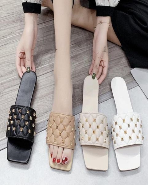 women square toe sandal rivet slides summer flat slipper quilted stud leather mules shoes good quality big size gr0071258270, Black
women square toe sandal rivet slides summer flat slipper quilted stud leather mules shoes good quality big size gr0071258270, Black