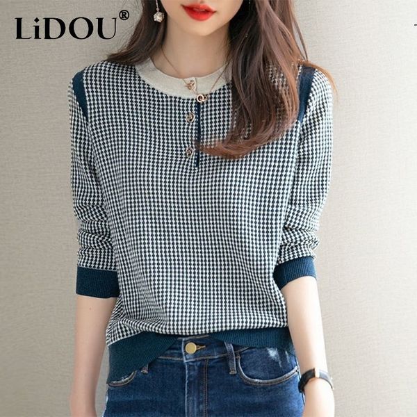 women s sweaters autumn winter vintage houndstooth print simple sweater lady elegant fashion korean style pullover all match casual women 23, White;black
women s sweaters autumn winter vintage houndstooth print simple sweater lady elegant fashion korean style pullover all match casual women 23, White;black