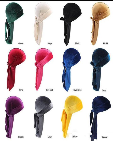12 colors luxury velvet durags bandana turban hat pirate caps wigs doo durag biker headwear headband pirate hat hair access5053562, Blue;gray
12 colors luxury velvet durags bandana turban hat pirate caps wigs doo durag biker headwear headband pirate hat hair access5053562, Blue;gray