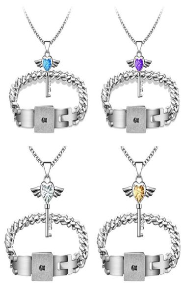 titanium steel concentric lock bracelet love key shiny rhinestone pendant necklace wediing couples jewelry set engagement gifts fo5382502, Silver
titanium steel concentric lock bracelet love key shiny rhinestone pendant necklace wediing couples jewelry set engagement gifts fo5382502, Silver