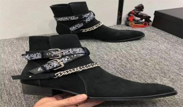 men british cowboy boots solid color faux suede low heel belt chain fashion outdoor men shoes9356802, Black
men british cowboy boots solid color faux suede low heel belt chain fashion outdoor men shoes9356802, Black