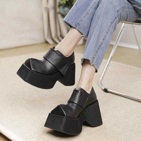 dress shoes retro genuine leather 10cm thick sole women square toe solid color heightened platform, Black
dress shoes retro genuine leather 10cm thick sole women square toe solid color heightened platform, Black