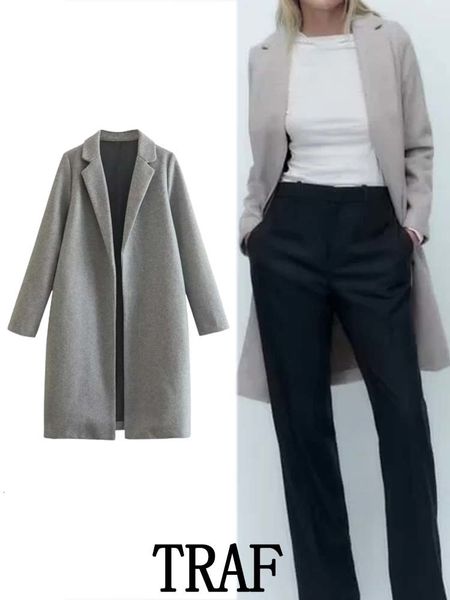 womens wool blends traf women multicolor woolen lapel long coats fashion vintage long sleeve autumn winter loose overcoat warm 230906, Black
womens wool blends traf women multicolor woolen lapel long coats fashion vintage long sleeve autumn winter loose overcoat warm 230906, Black