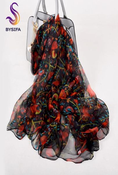 bysifa ladies red black silk scarf shawl new floral design spring fall long scarves 170105cm elegant thin neck scarves y2010072322223, Blue;gray
bysifa ladies red black silk scarf shawl new floral design spring fall long scarves 170105cm elegant thin neck scarves y2010072322223, Blue;gray