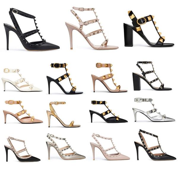 new women designers high heel dress shoes ankle strap roman stud sandal rivets gold stiletto chunky heels 6 8 cm pointed open t3875018, Black
new women designers high heel dress shoes ankle strap roman stud sandal rivets gold stiletto chunky heels 6 8 cm pointed open t3875018, Black