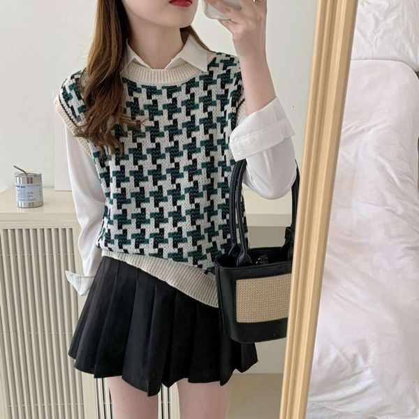 item title checkered vest for women knitted spring and autumn korean sweater, Black;white
item title checkered vest for women knitted spring and autumn korean sweater, Black;white