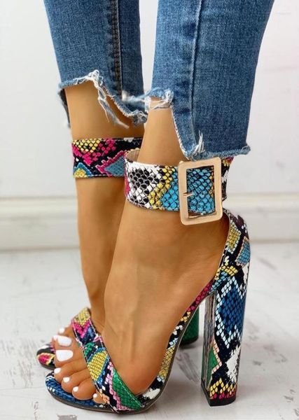 sandals discvry 2022 summer women shoes snakeskin ankle buckled chunky heeled open toe leopard party2853258, Black 
sandals discvry 2022 summer women shoes snakeskin ankle buckled chunky heeled open toe leopard party2853258, Black