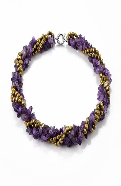 four strands necklace olive green nugget freshwater pearls with amethyst natural stone jewelry for women4285660, Silver
four strands necklace olive green nugget freshwater pearls with amethyst natural stone jewelry for women4285660, Silver