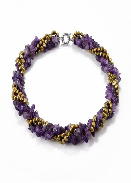 four strands necklace olive green nugget freshwater pearls with amethyst natural stone jewelry for women8146235, Silver
four strands necklace olive green nugget freshwater pearls with amethyst natural stone jewelry for women8146235, Silver