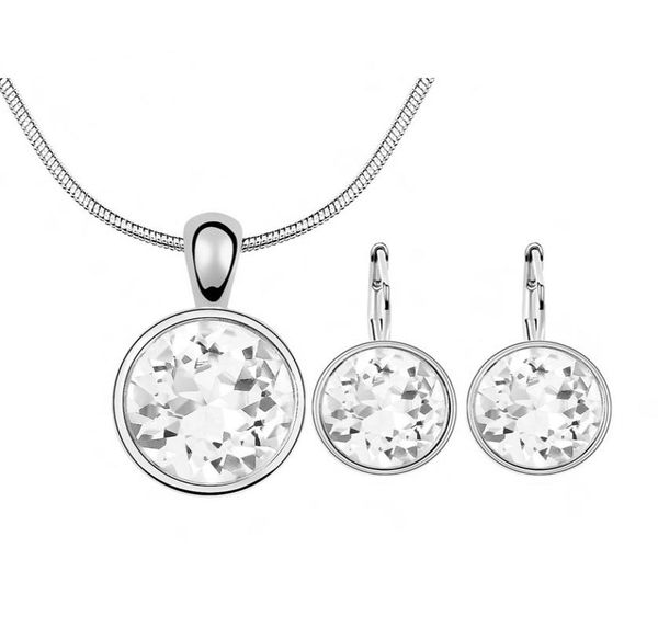 round white crystal from rovski elements fashion circle pendant necklace stud earrings set women wedding jewelry sets1078276, Silver
round white crystal from rovski elements fashion circle pendant necklace stud earrings set women wedding jewelry sets1078276, Silver