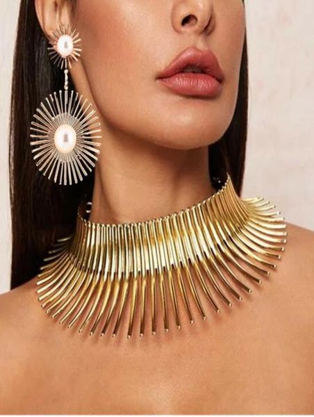 earrings necklace africa necklaces jewelry set gold color metal big exaggerated torque choker steampunk party9920749, Silver
earrings necklace africa necklaces jewelry set gold color metal big exaggerated torque choker steampunk party9920749, Silver