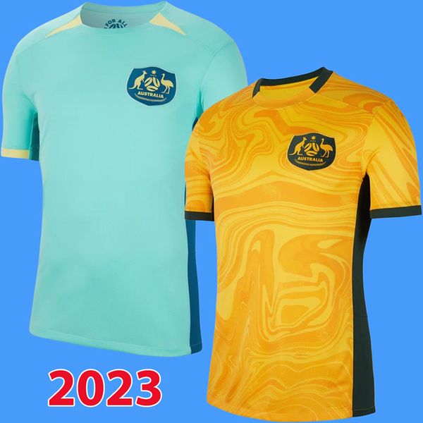 2023 australia soccer jerseys home away 23 24 australia men football shirt, Black;yellow
