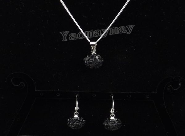 10mm black disco ball pendant earrings and necklace for girls rhinestone jewellery set 10 sets whole6511447, Silver
10mm black disco ball pendant earrings and necklace for girls rhinestone jewellery set 10 sets whole6511447, Silver