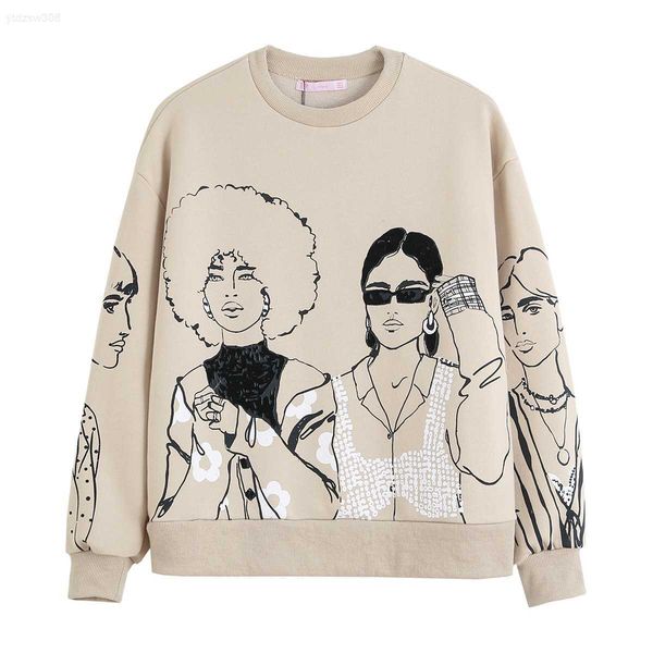 338 autumn new women's style round neck long sleeve loose girls' printed pullover sweatshirt women'se4zu, Black
338 autumn new women's style round neck long sleeve loose girls' printed pullover sweatshirt women'se4zu, Black