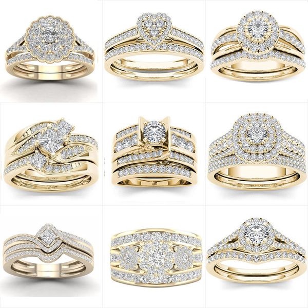solitaire ring mifeiya luxury wedding engagement lover's ring set bling iced out geometric aaa cubic zircon crystal ring for couple wom, Golden;silver
solitaire ring mifeiya luxury wedding engagement lover's ring set bling iced out geometric aaa cubic zircon crystal ring for couple wom, Golden;silver