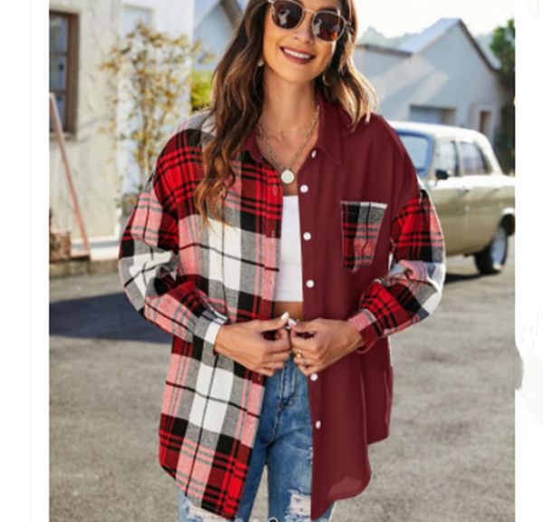 women's blouses colorblock plaid print long sleeve button down shirt casual fashion woman 2023 women's outfits female clothing, White
women's blouses colorblock plaid print long sleeve button down shirt casual fashion woman 2023 women's outfits female clothing, White