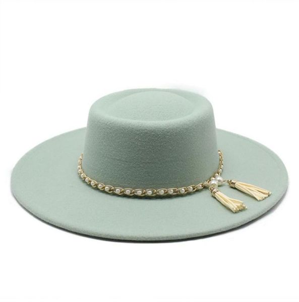 summer simple solid color wool felt jazz fedora hats with chain men women wide brim panama trilby cap autumn winter4690889, Blue;gray
summer simple solid color wool felt jazz fedora hats with chain men women wide brim panama trilby cap autumn winter4690889, Blue;gray