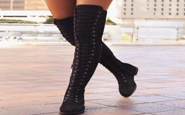 2017 autumn winter new european and american fashion ladies fashion kneelength flat lace boots women039s large size night5971957, Black
2017 autumn winter new european and american fashion ladies fashion kneelength flat lace boots women039s large size night5971957, Black