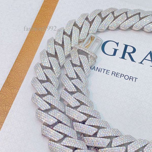 Pass Diamond Tester Hip Hop Cuban Chain Diamond Iced Out Cuban Link Necklace 20Mm Hip Hop Necklace Bracelet Men Jewelry