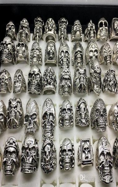 whole 50pcs lot vintage band skull skeleton jewelry rings punk mixed style for man3771763, Silver
whole 50pcs lot vintage band skull skeleton jewelry rings punk mixed style for man3771763, Silver
