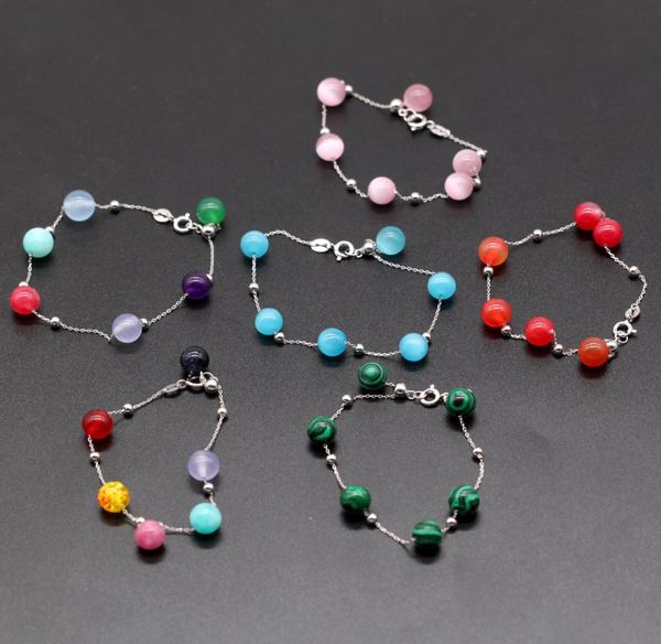 8 inch 925 sterling silver bracelet with 6 natural gemstones 8mm gem bracelet bangle with natural crystal agate stone bea7573062, Black
8 inch 925 sterling silver bracelet with 6 natural gemstones 8mm gem bracelet bangle with natural crystal agate stone bea7573062, Black