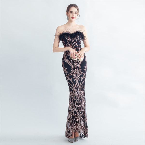 2023 feather elegant prom dresses sequins mermaid long shiny gold black sequined lace applique african girl evening party gowns sweep train
2023 feather elegant prom dresses sequins mermaid long shiny gold black sequined lace applique african girl evening party gowns sweep train