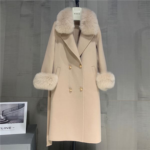 womens fur faux fur real fur collar long women wool cashmere blended coat big fashion winter jacket double breasted belt outwear cuffs 23090, Black
womens fur faux fur real fur collar long women wool cashmere blended coat big fashion winter jacket double breasted belt outwear cuffs 23090, Black