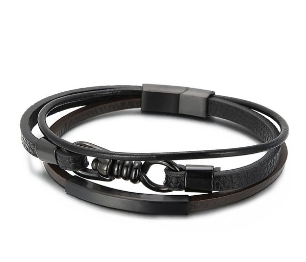 european punk jewelry 5 pieceslot stainless steel charm metal accessories 3 layer men leather bracelet black5301165, Golden;silver
european punk jewelry 5 pieceslot stainless steel charm metal accessories 3 layer men leather bracelet black5301165, Golden;silver