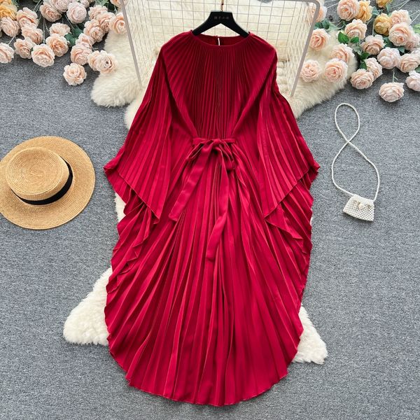 french light luxury dress with summer pleated design small and unique lacing waist style large swing dress, Black;gray
french light luxury dress with summer pleated design small and unique lacing waist style large swing dress, Black;gray
