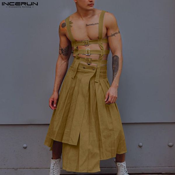 men's pants men irregular skirts jumpsuits solid hollow out straps rompers men pants streetwear personality male skirts s-5xl incerun 2, Black
men's pants men irregular skirts jumpsuits solid hollow out straps rompers men pants streetwear personality male skirts s-5xl incerun 2, Black