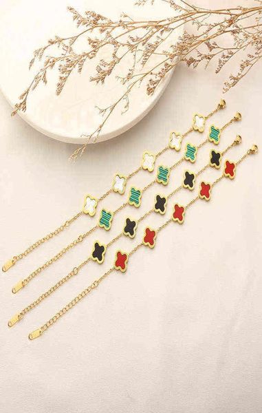 fashion designer gold women fiveflower bracelet titanium van steel 14k multicolor cleef bracelets arpels gift2674925, Black 
fashion designer gold women fiveflower bracelet titanium van steel 14k multicolor cleef bracelets arpels gift2674925, Black