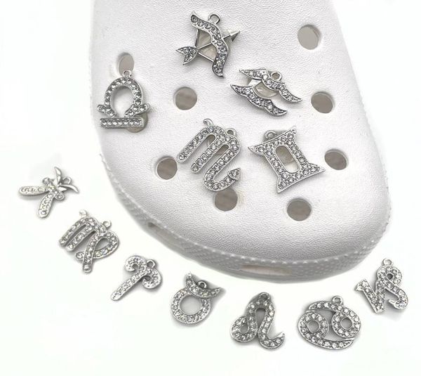12 constellation series metal bling charms jibitz accessories shoe decoration charm button pins6216108, White;pink
12 constellation series metal bling charms jibitz accessories shoe decoration charm button pins6216108, White;pink