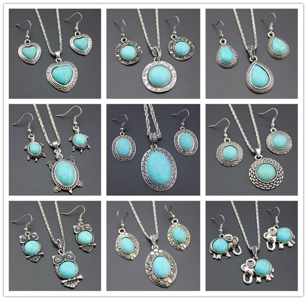 10pcslot jewelry set temperament flower shaped turquoise earrings necklace two piece accessories gifts2826928, Silver
10pcslot jewelry set temperament flower shaped turquoise earrings necklace two piece accessories gifts2826928, Silver
