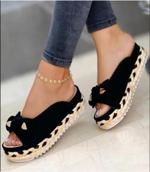 summer women slippers casual solid color bowknot platform slippers fashion braided straps outdoor sandals zapatillas mujer8787931, Black
summer women slippers casual solid color bowknot platform slippers fashion braided straps outdoor sandals zapatillas mujer8787931, Black