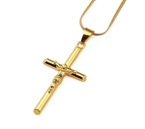 

18k gold mens charm cross necklace designer necklaces men jesus pendant hip hop jewelry fashion costume jewellry punk choker neckl3236354, Silver