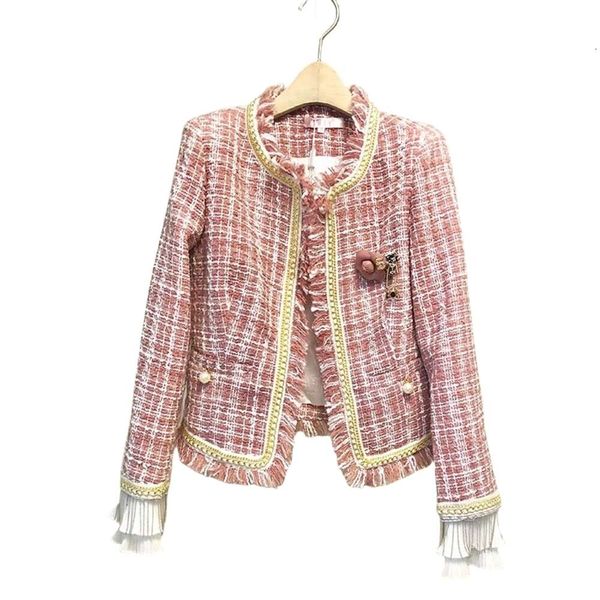 designer women's coat men's women original quality jackets women's pink plaid women tweed overcoat spring tassel beading long, Black;brown
designer women's coat men's women original quality jackets women's pink plaid women tweed overcoat spring tassel beading long, Black;brown