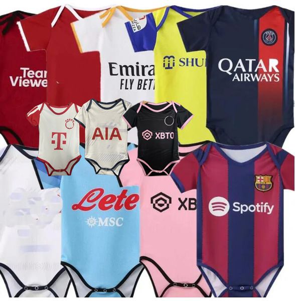 2023 inter miami psgs real baby soccer jersey 23 24 arsen madrid barcelona home football messi 10 kids kit 9-18 months shirt, Black;yellow