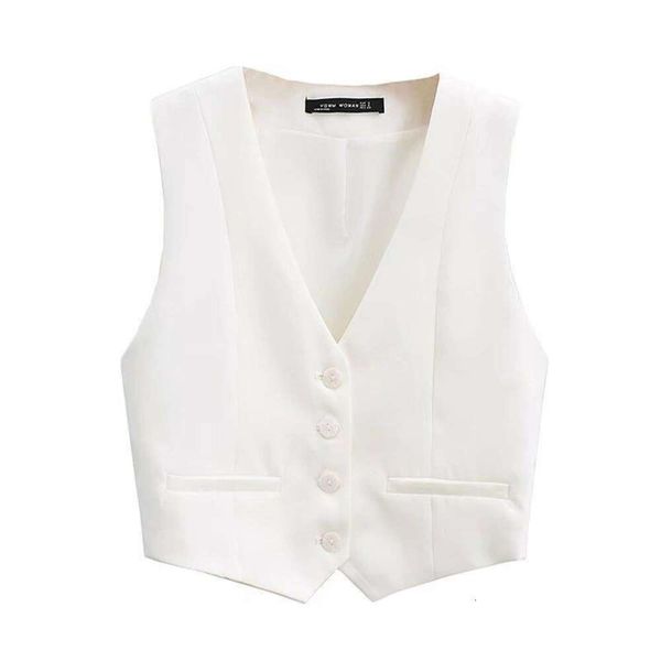 spring womens wear vests v neck sleeveless short buttoned up vest, Black;white
spring womens wear vests v neck sleeveless short buttoned up vest, Black;white
