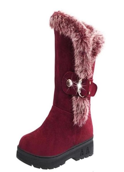 women snow boots ankle 2017 winter warm female casual shoes platform woman fur round toe boots flat fashion comfortable9696347, Black
