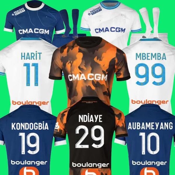 Image of 2023 24 MarseilleS Soccer jerseys AUBAMEYANG VITINHA maillot de foot 2023 2024 MarseilleS men KIDS football shirt hommes enfants NDIAYE MarseilleS KONDOGBIA RENAN