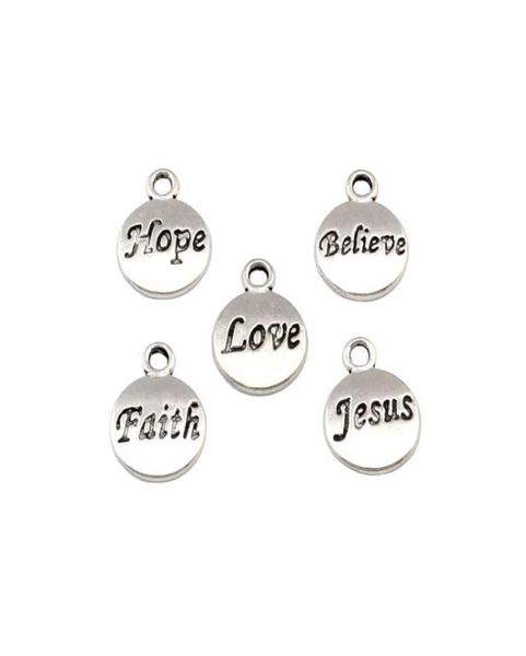 100pcslot antique silver hope believe love faith jesus charms pendants for jewelry making bracelet necklace findings 115x155mm 6884244, Bronze;silver
100pcslot antique silver hope believe love faith jesus charms pendants for jewelry making bracelet necklace findings 115x155mm 6884244, Bronze;silver