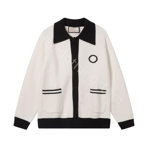 women fall polo neck single breasted fitted long sleeve knit cardigan, White;black
women fall polo neck single breasted fitted long sleeve knit cardigan, White;black