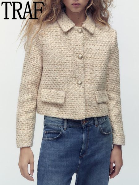 women's suits blazers traf plaid cropped blazer woman short tweed jacket lady long sleeve office casual blazer for women elegant winter, White;black
women's suits blazers traf plaid cropped blazer woman short tweed jacket lady long sleeve office casual blazer for women elegant winter, White;black