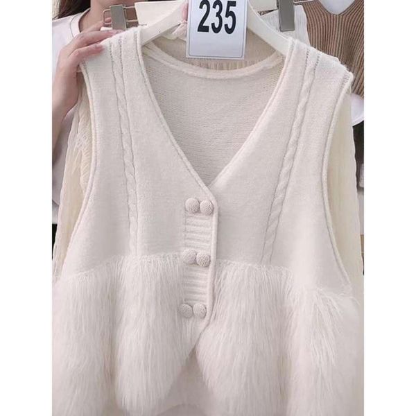 kaning long hair knitted vest for women autumn korean womens v neck cardigan coat, Black;white
kaning long hair knitted vest for women autumn korean womens v neck cardigan coat, Black;white