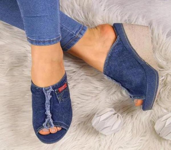 slipper shoes women summer high heels sandals peep toe denim wedges fashion slipper shoes woman sapato feminino zapatos mujer18133945, Black
slipper shoes women summer high heels sandals peep toe denim wedges fashion slipper shoes woman sapato feminino zapatos mujer18133945, Black