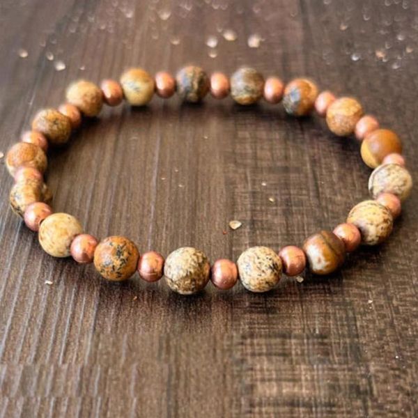 mg1631 strand womens seven chakra wrist mala bracelet 6 mm picture jasper with copper beaded bracelet handmade yoga malas307j, Black
mg1631 strand womens seven chakra wrist mala bracelet 6 mm picture jasper with copper beaded bracelet handmade yoga malas307j, Black