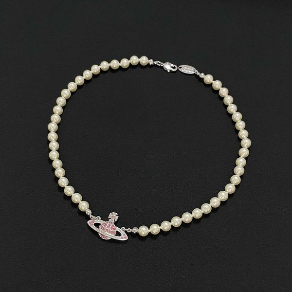 luxury pendant necklace brand designer copper full pink crystal saturn star charm white pearl chain choker for women jewelry, Silver
luxury pendant necklace brand designer copper full pink crystal saturn star charm white pearl chain choker for women jewelry, Silver